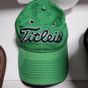 Titleist Golf Hat Mens Size M/L Green Stretch Cap Logo Solid A-Flex